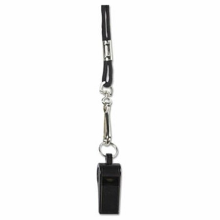 PERFECTPITCH Sports Whistle with Black Nylon Lanyard, Plastic, Black PE2524235